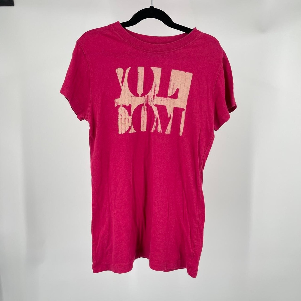 Vintage Y2K Women's Volcom Graphic Top S Scene Emo Punk Alt Skate Pink McBling